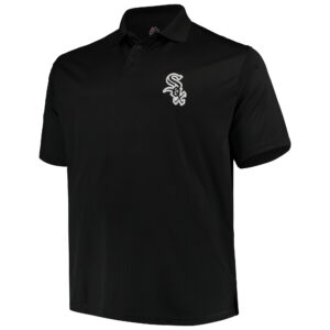 Men's Majestic Black Chicago White Sox Big & Tall Solid Birdseye Polo