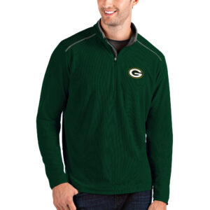 Men's Antigua Green/Gray Green Bay Packers Glacier Quarter-Zip Pullover Jacket