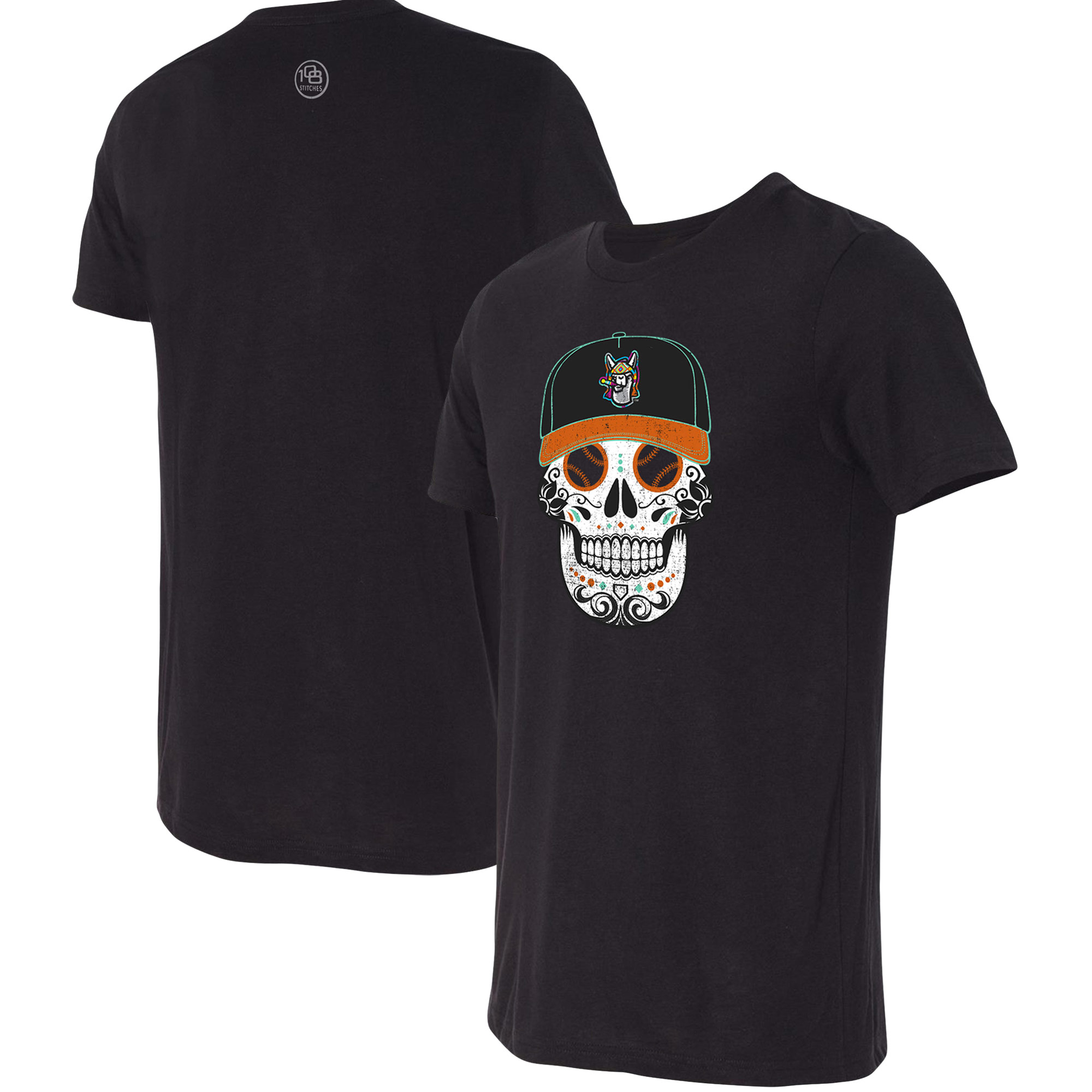 Men's Black Llamas de Hickory Copa de la Diversion Sugar Skull Tri-Blend T-Shirt