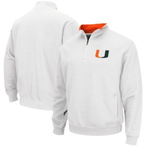Men's Colosseum White Miami Hurricanes Tortugas Logo Quarter-Zip Jacket