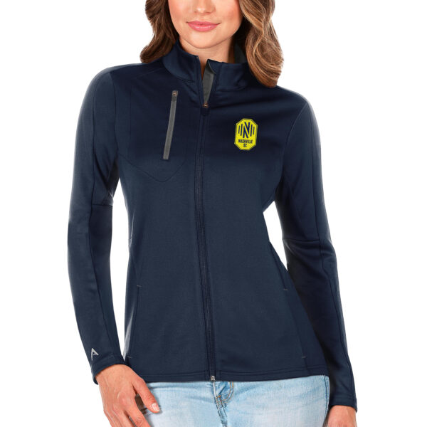 Women's Antigua Navy/Silver Nashville SC Generation Full-Zip Jacket