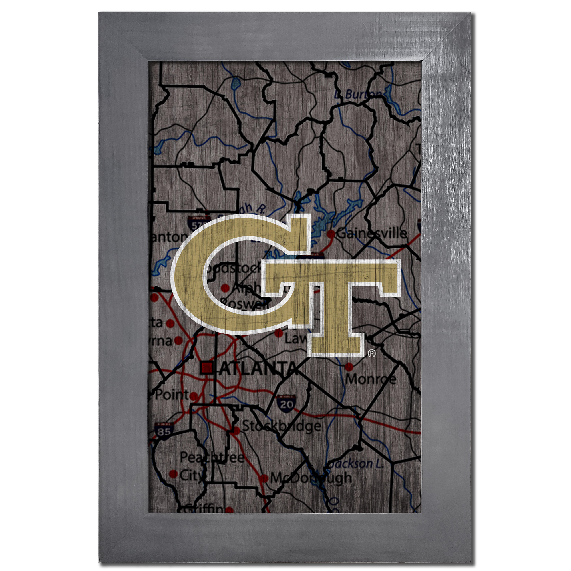 Georgia Tech Yellow Jackets 11'' x 19'' Framed Team City Map Sign