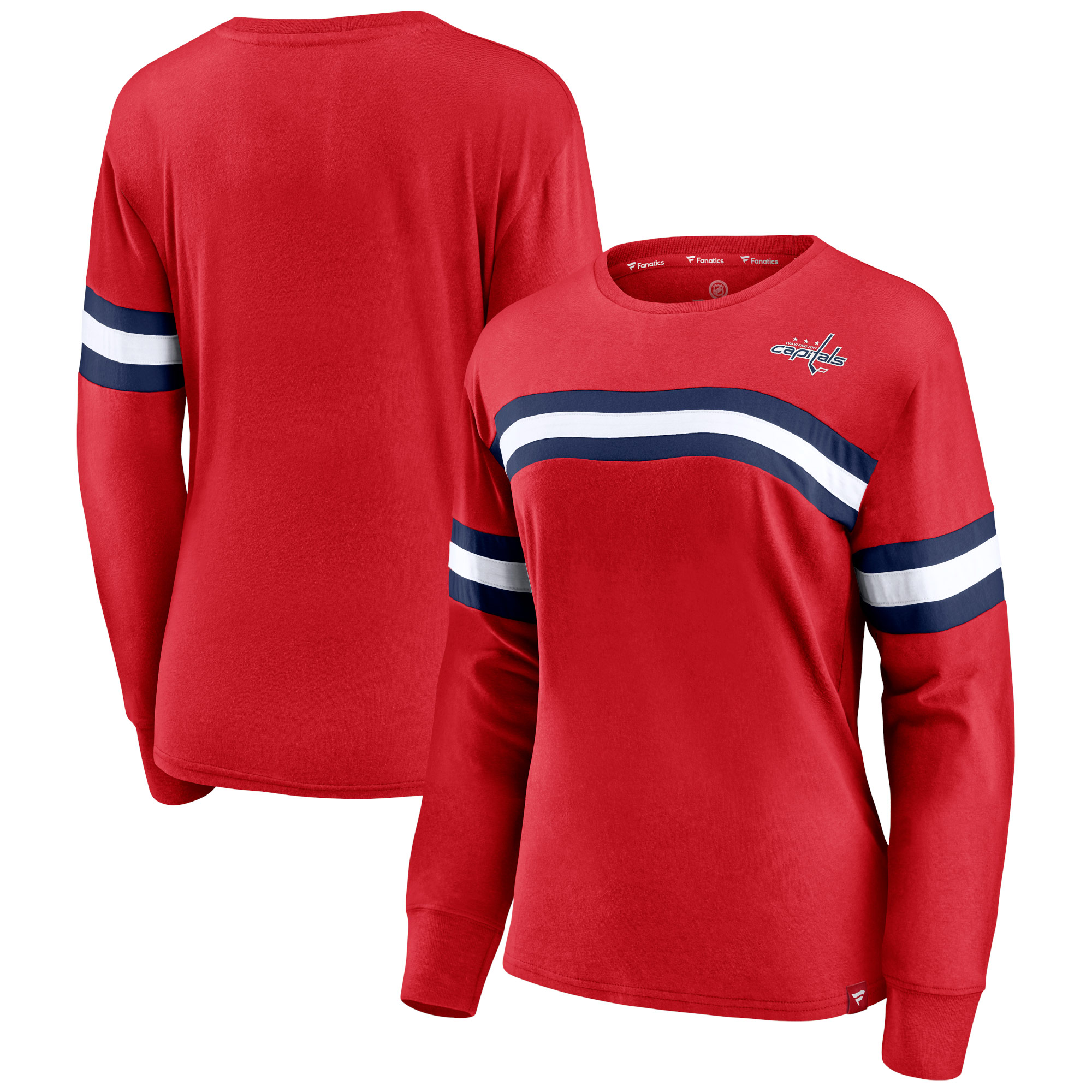 Women's Fanatics Red Washington Capitals Block Party Primary Logo Fashion Long Sleeve T-Shirt - Image 5