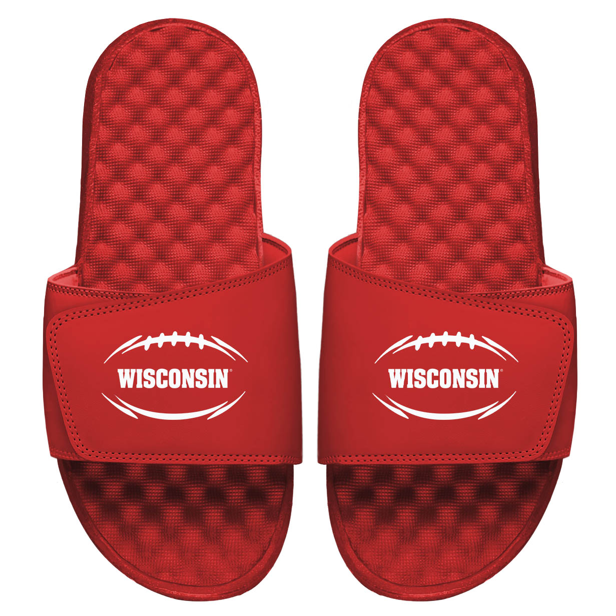 Men's ISlide Red Wisconsin Badgers Football Logo Slide Sandals