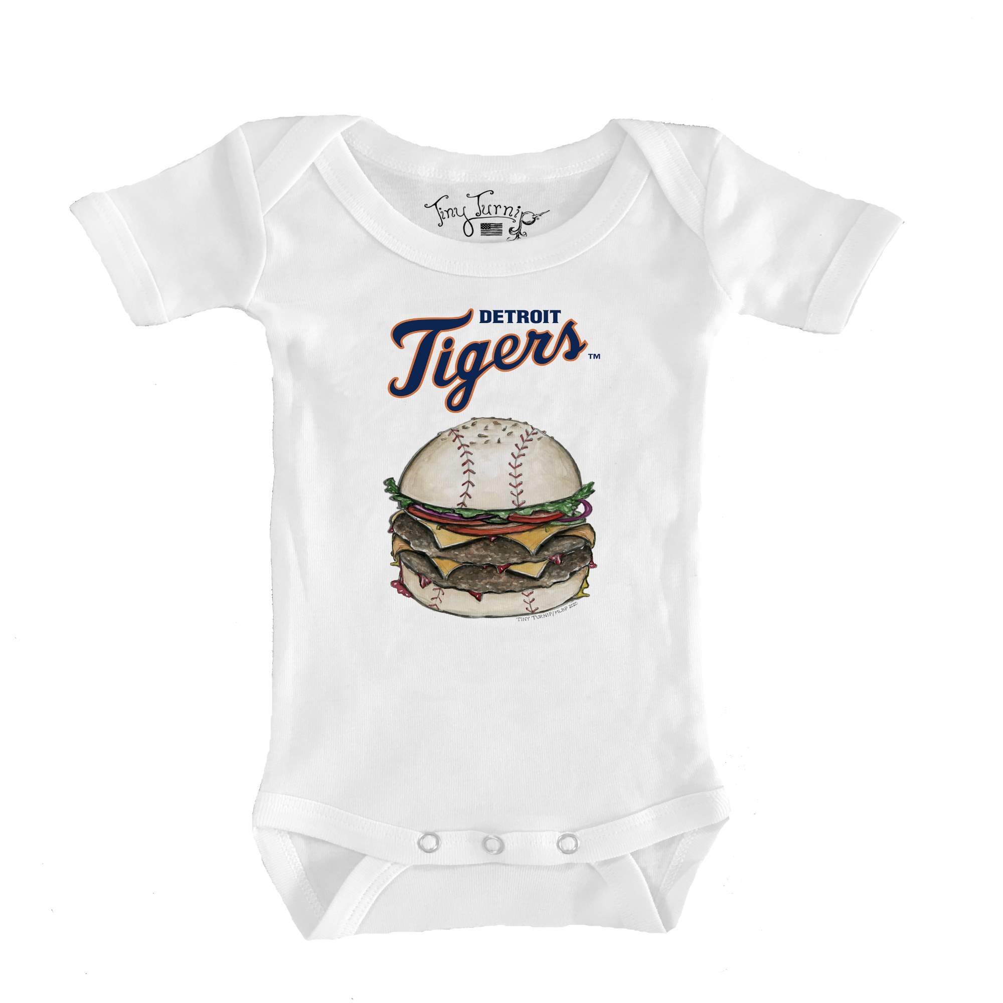 Infant Tiny Turnip White Detroit Tigers Burger Bodysuit