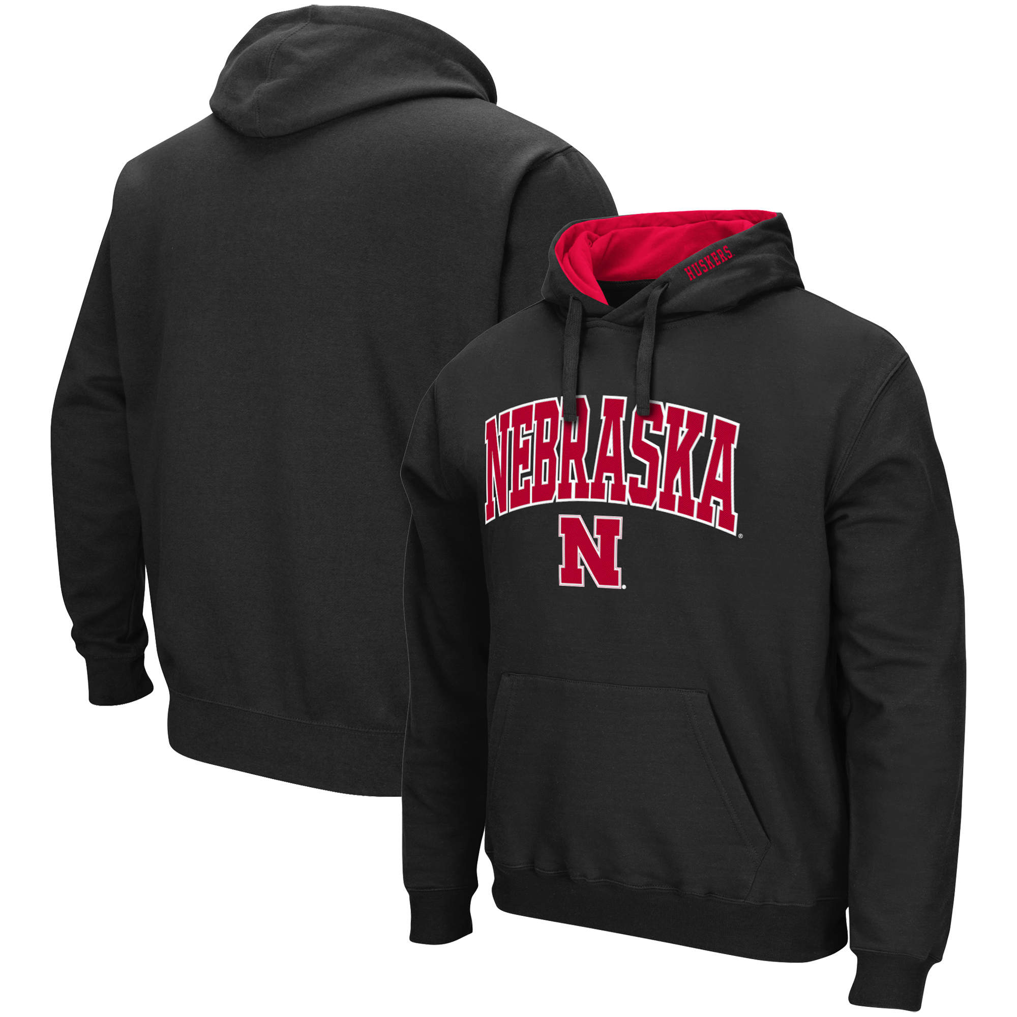 Men's Colosseum Black Nebraska Huskers Arch & Logo 3.0 Pullover Hoodie - Image 2