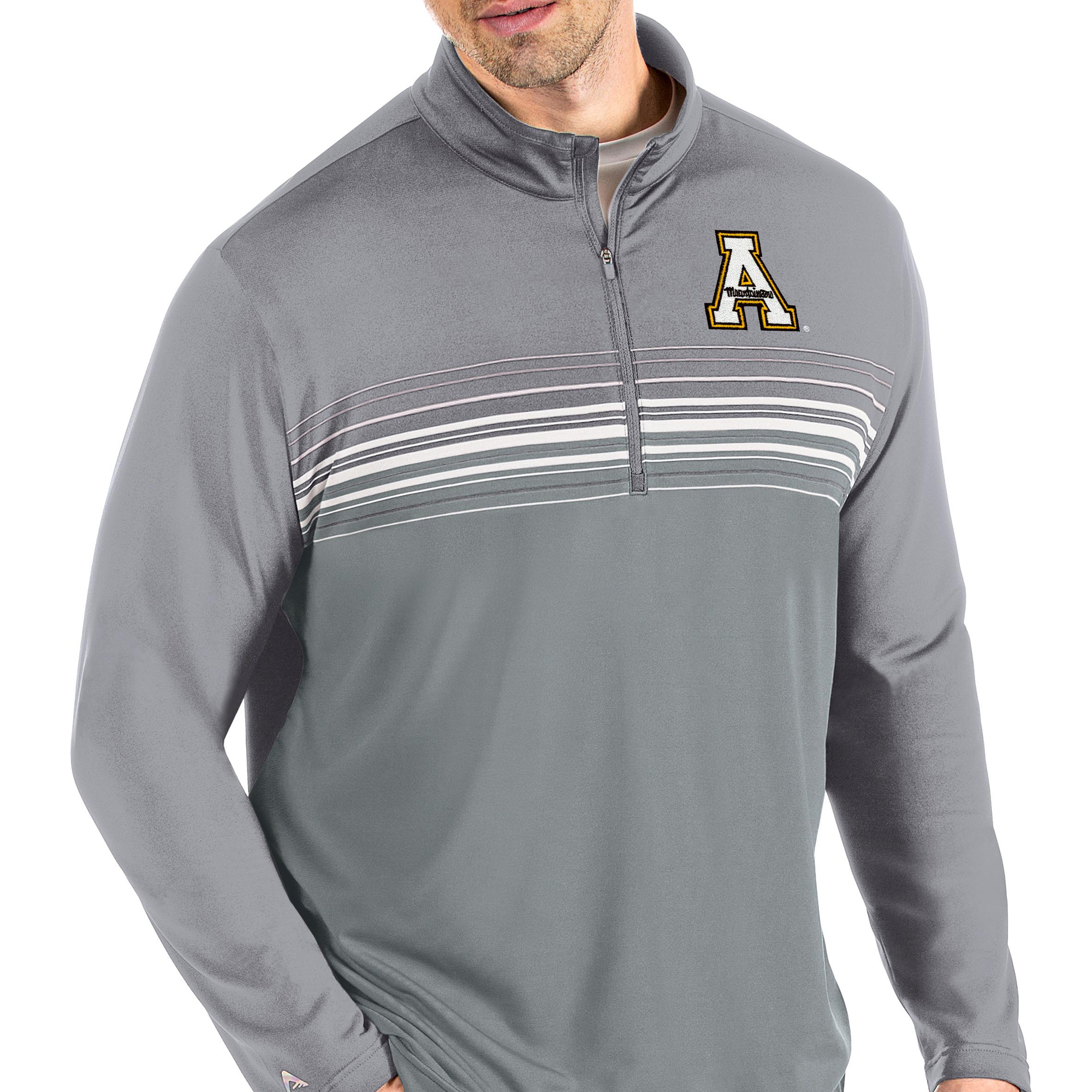 Men's Antigua Steel/Gray Appalachian State Mountaineers Pace Quarter-Zip Pullover Jacket