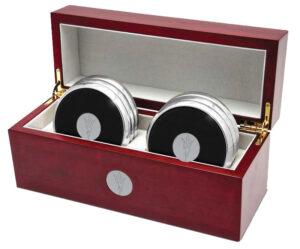 Silver Arizona State Sun Devils Six-Piece Coaster Set in Rosewood Box