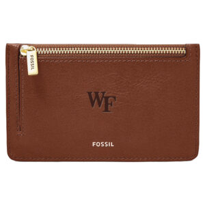 Women's Fossil Brown Wake Forest Demon Deacons Leather Logan Card Case