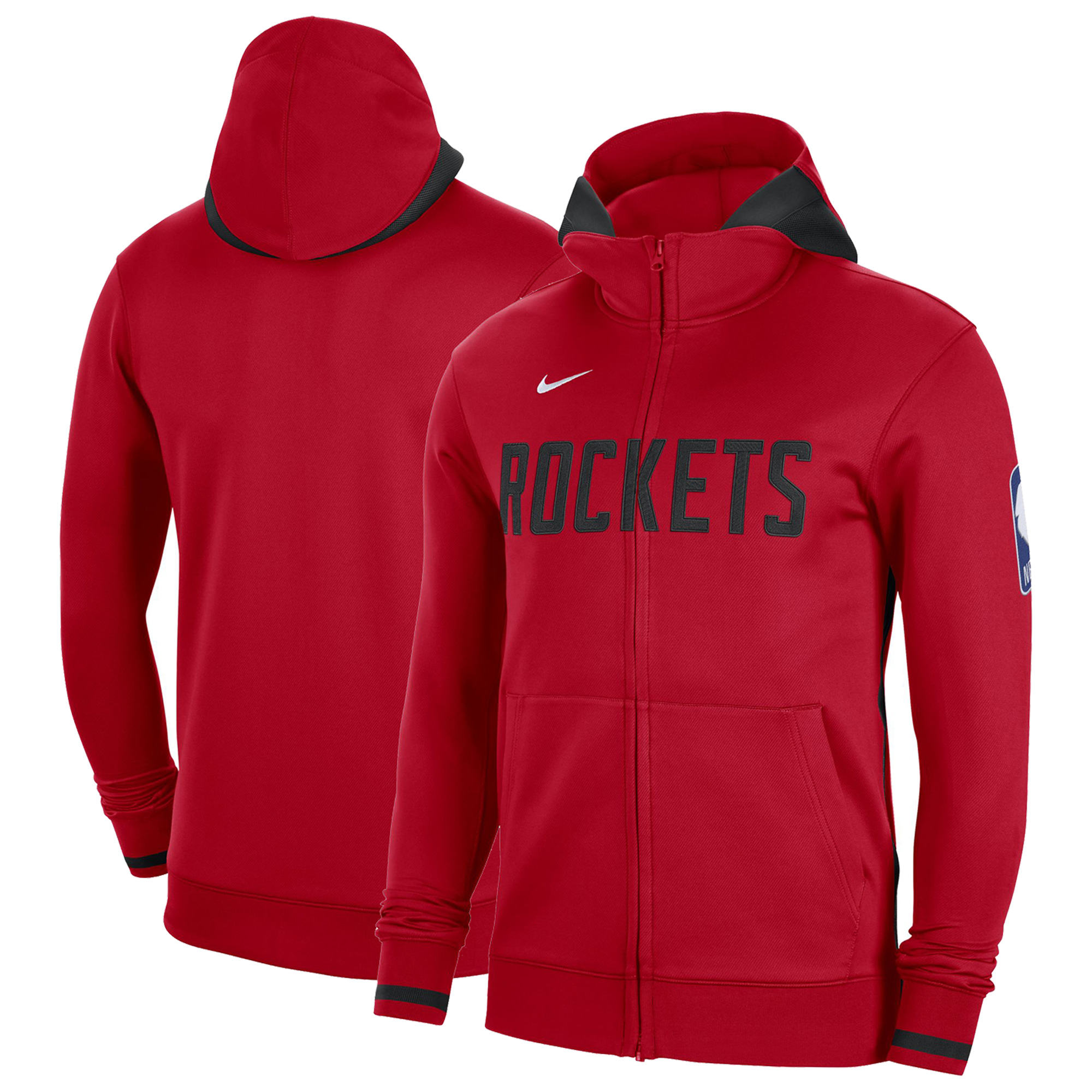Men's Nike Red Houston Rockets Authentic Showtime Performance Full-Zip Hoodie - Image 2
