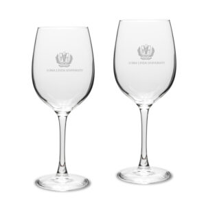 LLU Lions 16oz. 2-Piece Traditional White Wine Glass Set
