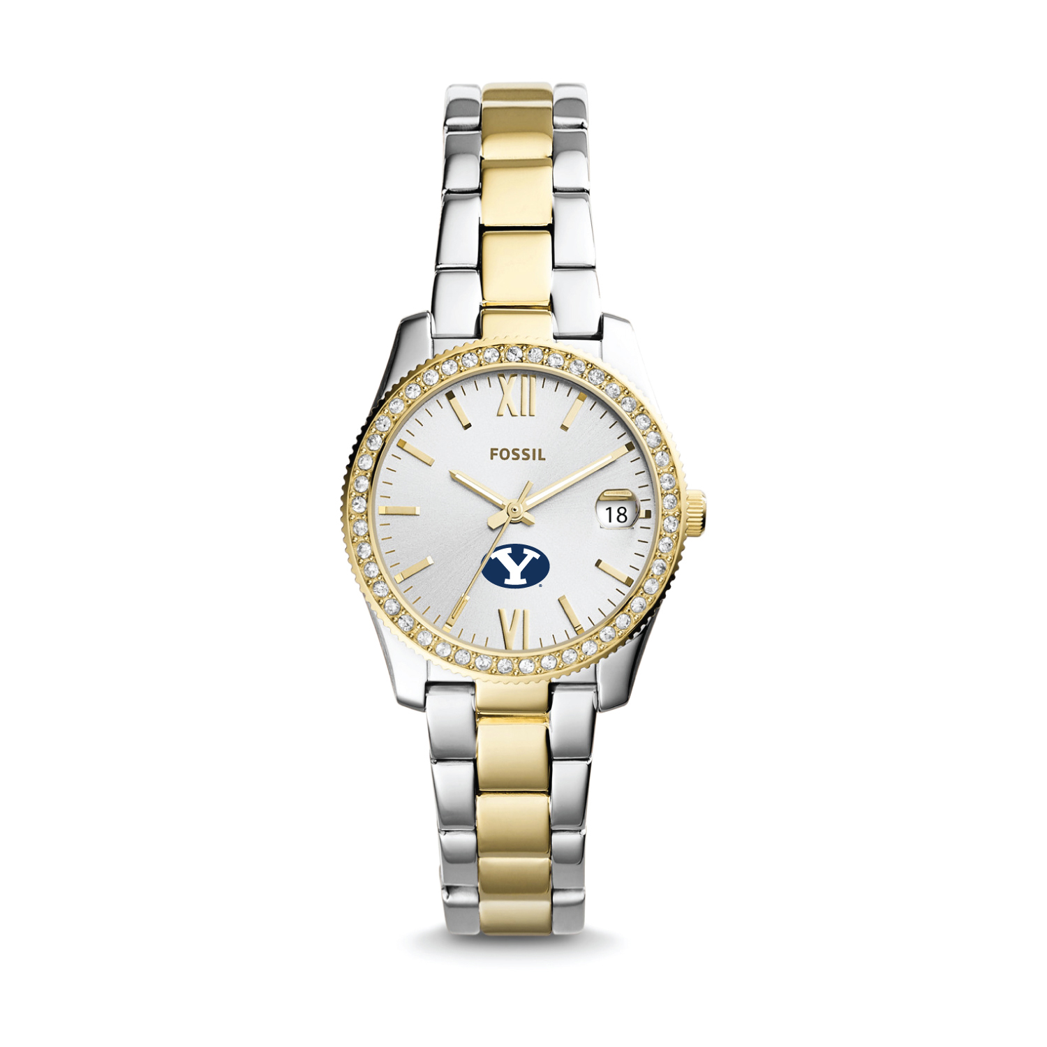 Women's Fossil BYU Cougars Scarlette Mini Two-Tone Stainless Steel Watch