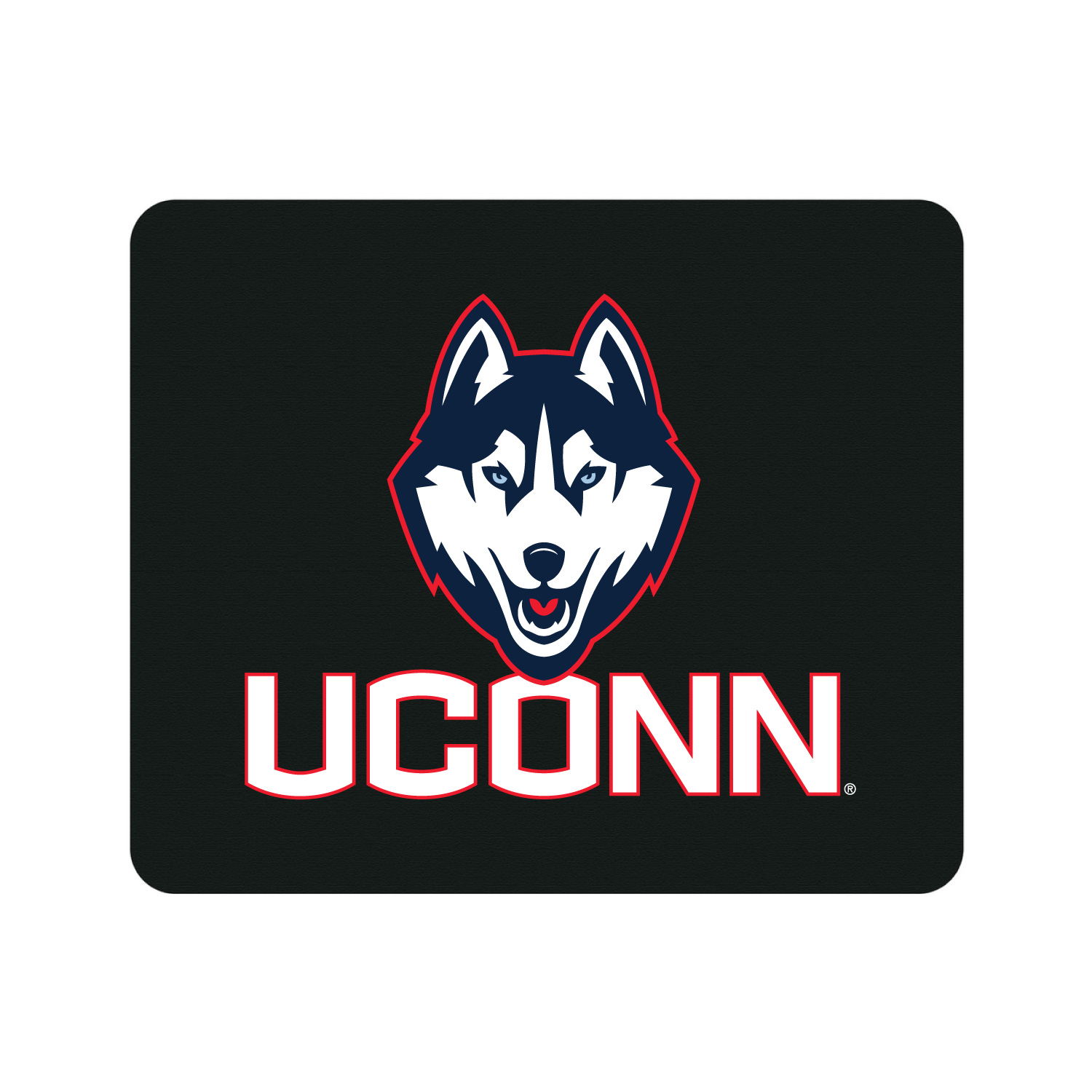 Black UConn Huskies Mascot Logo Mouse Pad