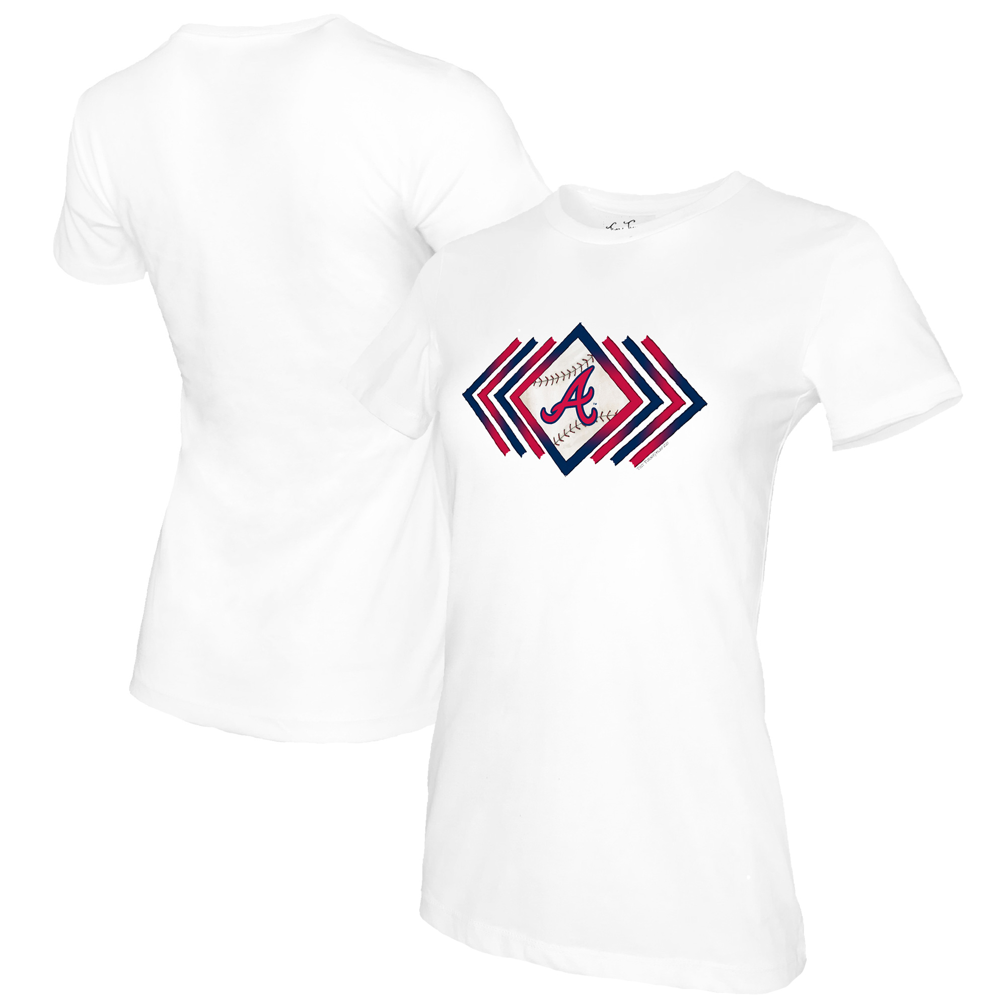 Women's Tiny Turnip White Atlanta Braves Prism Arrows T-Shirt