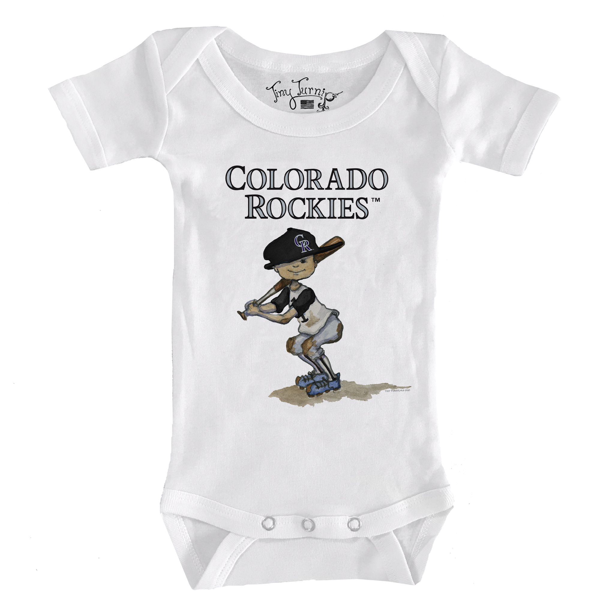 Infant Tiny Turnip White Colorado Rockies Slugger Bodysuit