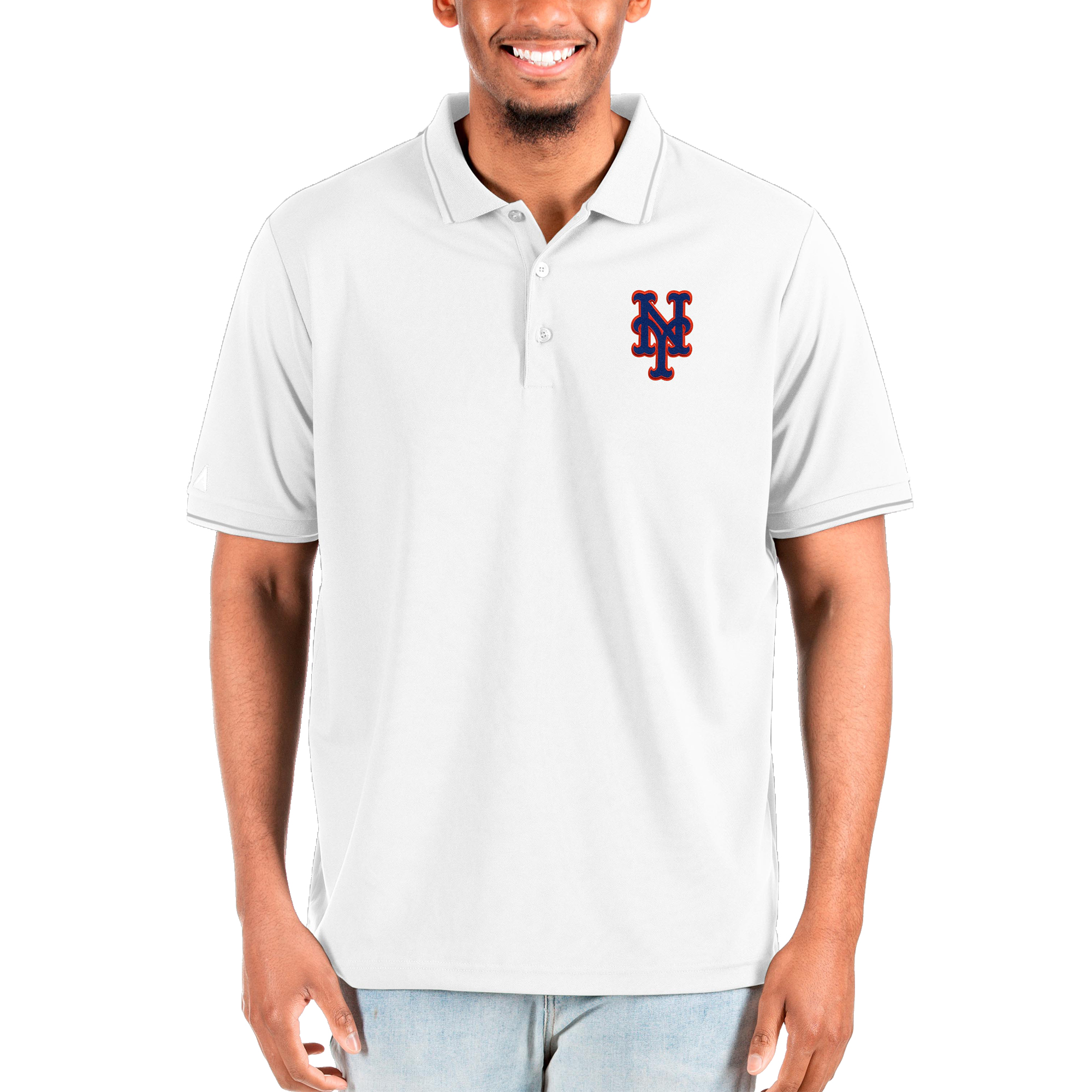 Men's Antigua White New York Mets Big & Tall Affluent Polo