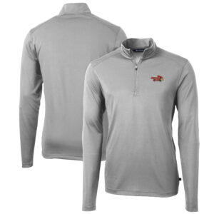 Men's Cutter & Buck Gray Illinois State Redbirds Big & Tall Virtue Eco Pique Recycled Quarter-Zip Pullover Top