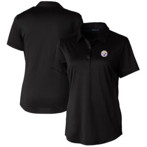 Women's Cutter & Buck Black Pittsburgh Steelers Prospect Textured Stretch Polo