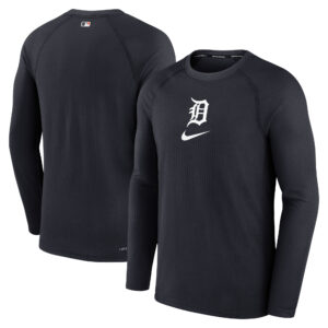 Men's Nike Navy Detroit Tigers Authentic Collection Game Raglan Performance Long Sleeve T-Shirt