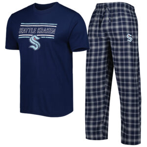 Men's Concepts Sport Navy/Gray Seattle Kraken Badge T-Shirt & Pants Sleep Set