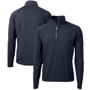 Men's Cutter & Buck Navy San Francisco 49ers Adapt Eco Knit Hybrid Recycled Quarter-Zip Pullover Top