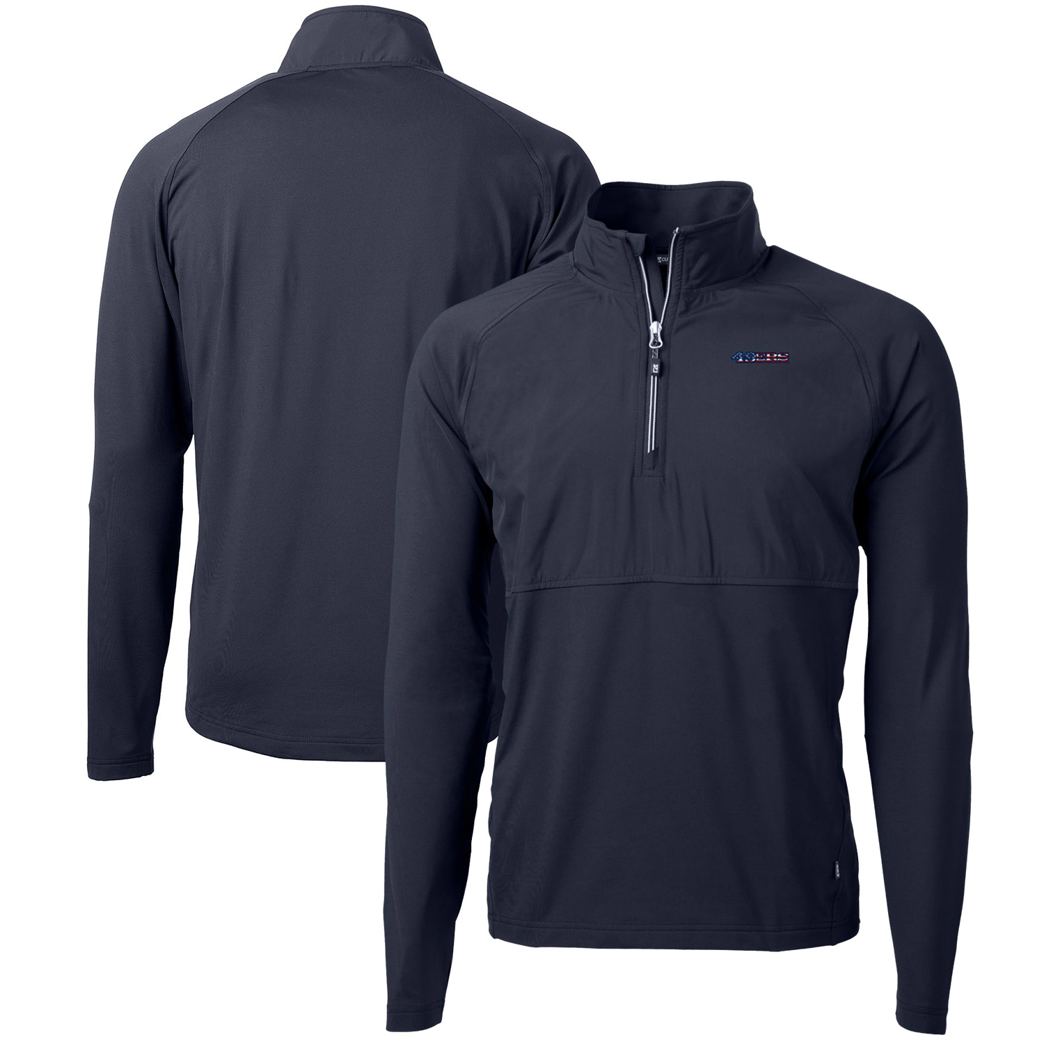 Men's Cutter & Buck Navy San Francisco 49ers Adapt Eco Knit Hybrid Recycled Quarter-Zip Pullover Top