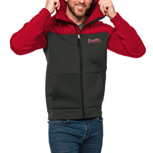 Men's Antigua Red/Charcoal Atlanta Braves Protect Full-Zip Hoodie