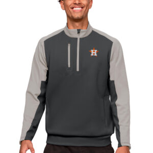 Men's Antigua Charcoal Houston Astros Team Quarter-Zip Pullover Top