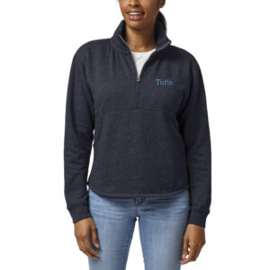 Women's League Collegiate Wear Heather Navy Tufts University Jumbos Victory Springs Tri-Blend Quarter-Zip Pullover Sweatshirt