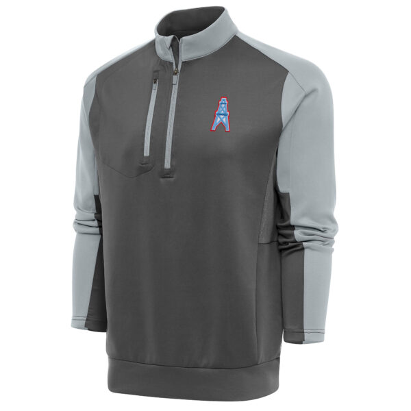 Men's Antigua Houston Oilers Team Logo Throwback Team Quarter-Zip Pullover Top