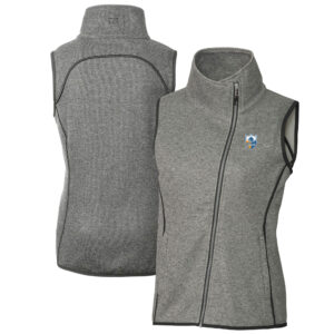 Women's Cutter & Buck Heather Gray Los Angeles Chargers Throwback Logo Mainsail Full-Zip Vest