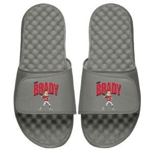 Youth ISlide X BreakingT Tom Brady Gray NFLPA Caricature Slide Sandals