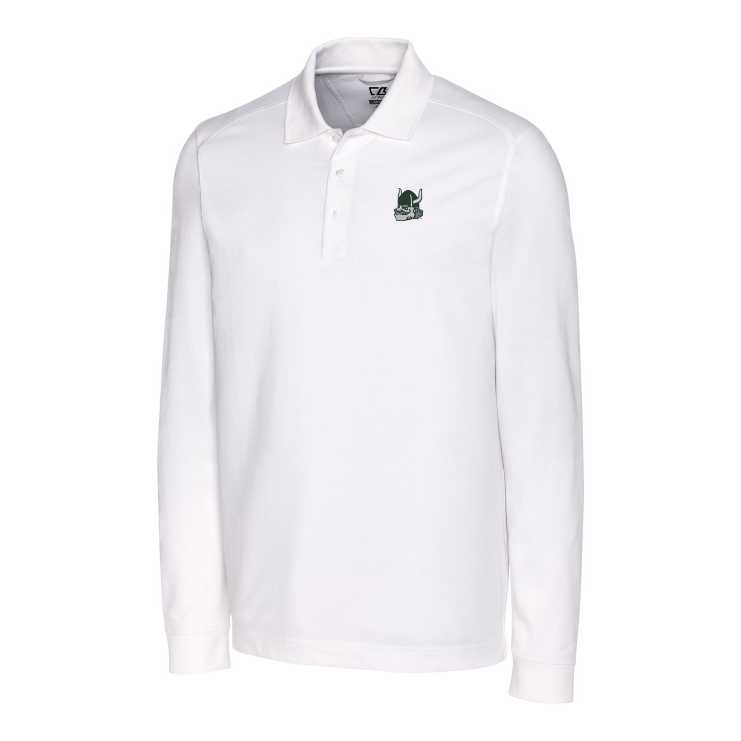 Men's Cutter & Buck White Portland State Vikings Advantage Tri-Blend Pique Long Sleeve Polo - Image 3