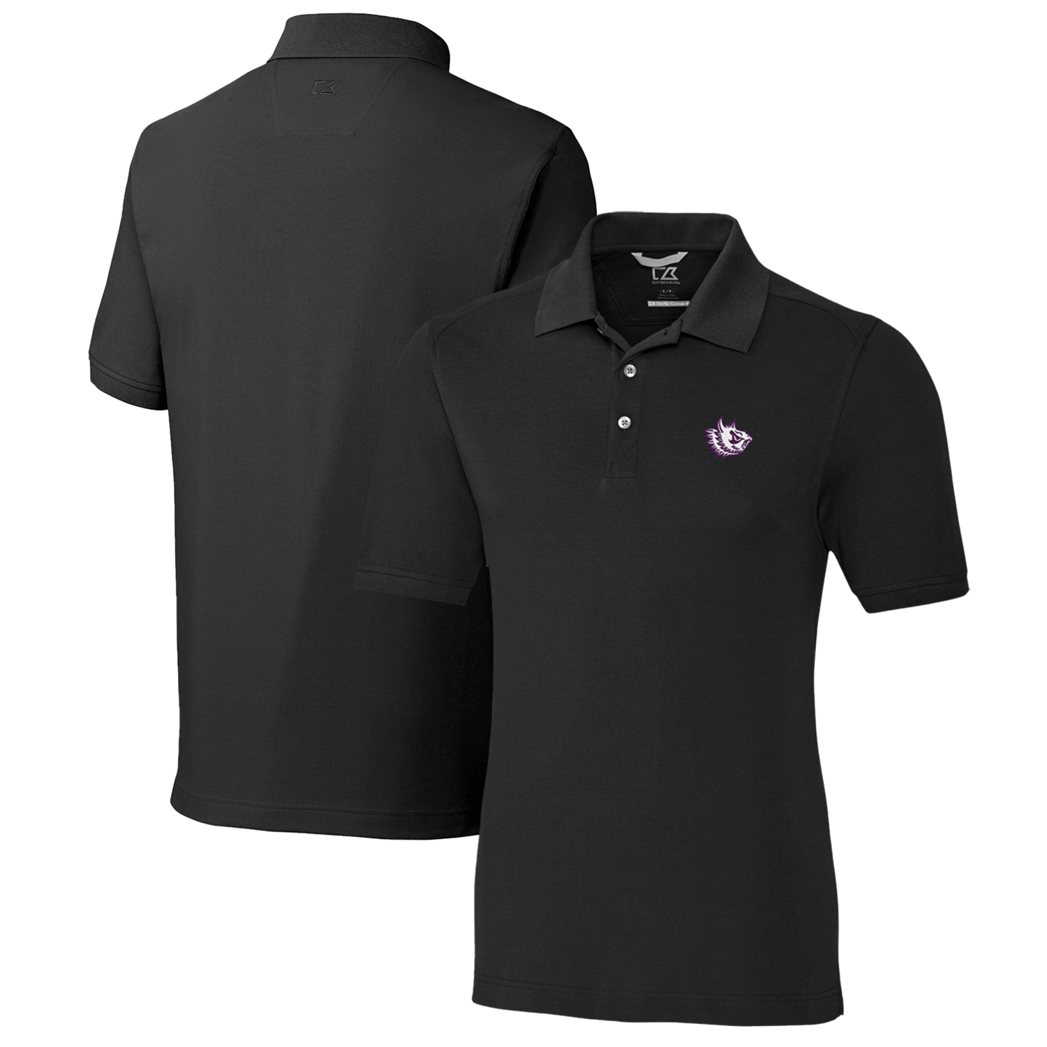 Men's Cutter & Buck Black TCU Horned Frogs Advantage Tri-Blend DryTec Pique Polo