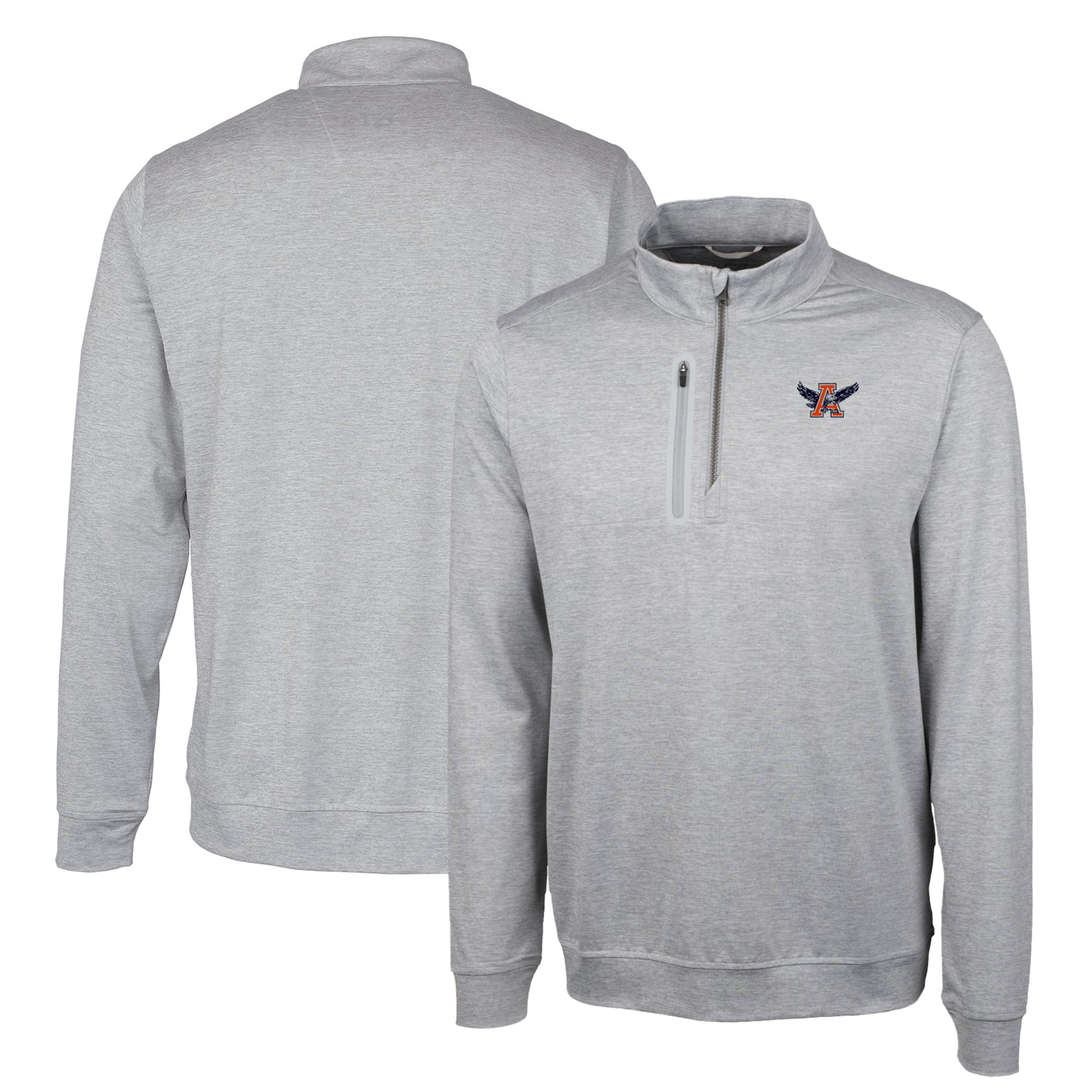 Men's Cutter & Buck Gray Auburn Tigers Heathered Vault Stealth Quarter-Zip Pullover Top - Image 5