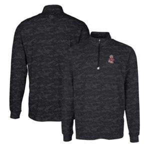 Men's Cutter & Buck Black Washington State Cougars Vault Traverse Camo Print Stretch Quarter-Zip Pullover Top