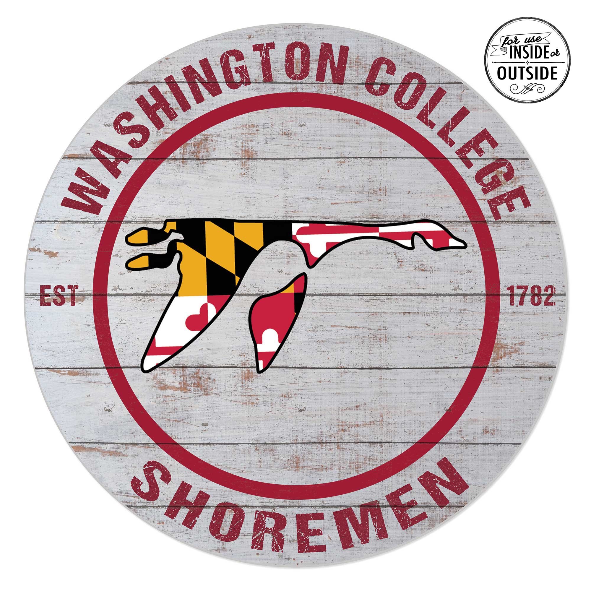Washington College Shoremen 20'' x 20'' Indoor/Outdoor Weathered Circle Sign - Image 2