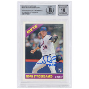 Noah Syndergaard New York Mets Autographed 2015 Topps Heritage #618 Beckett Fanatics Witnessed Authenticated 10 Rookie Card with "Thor" Inscription - 14719637