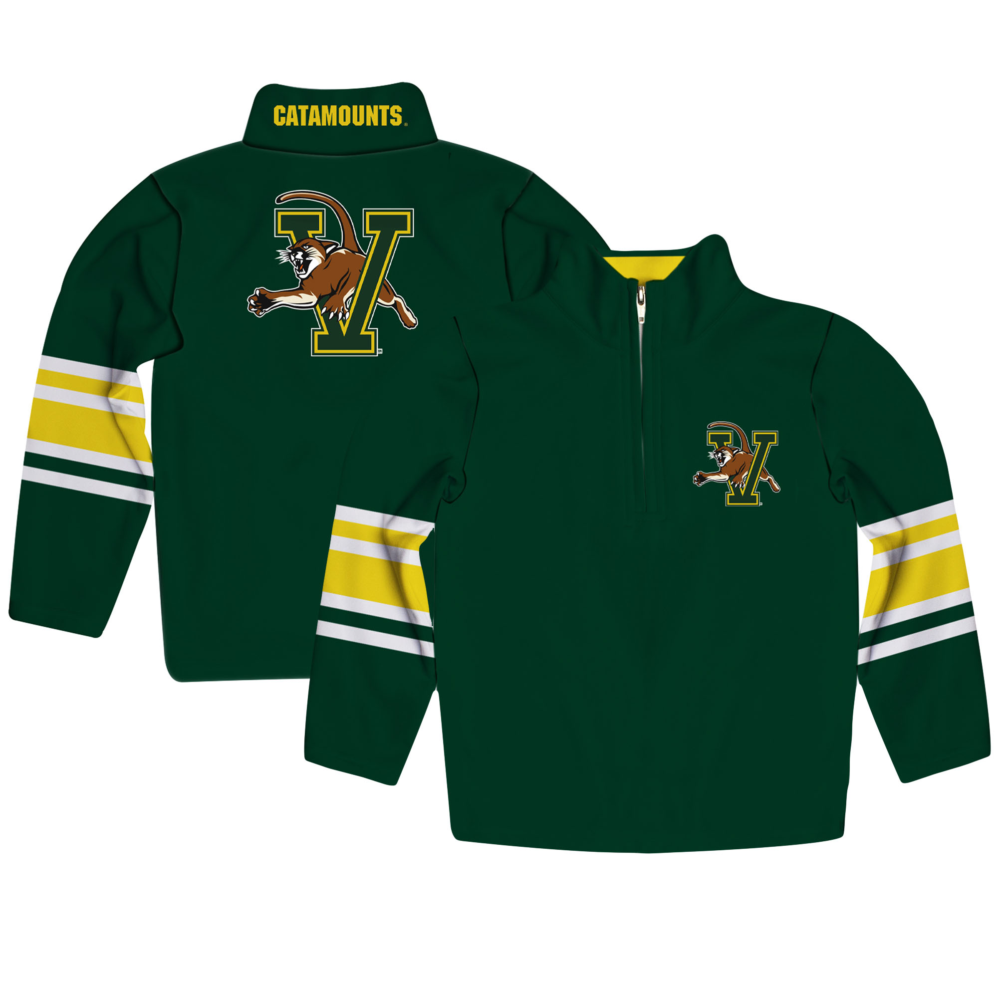 Youth Green Vermont Catamounts Team Logo Quarter-Zip Pullover Sweatshirt