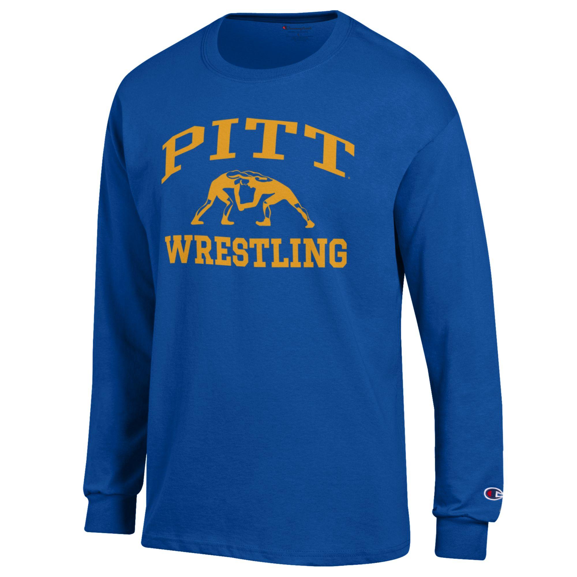 Men's Champion Royal Pitt Panthers Wrestling Icon Long Sleeve T-Shirt - Image 3