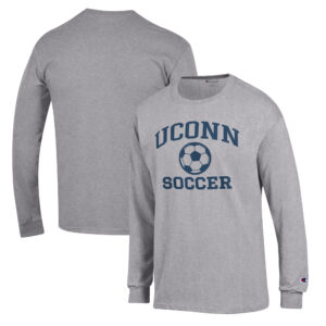 Men's Champion Gray UConn Huskies Soccer Icon Long Sleeve T-Shirt