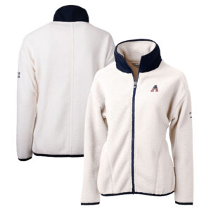 Women's Cutter & Buck White Arizona Diamondbacks Americana Logo Cascade Eco Sherpa Full-Zip Fleece Jacket
