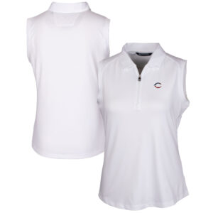 Women's Cutter & Buck White Cincinnati Reds Americana Logo DryTec Forge Stretch Sleeveless Polo