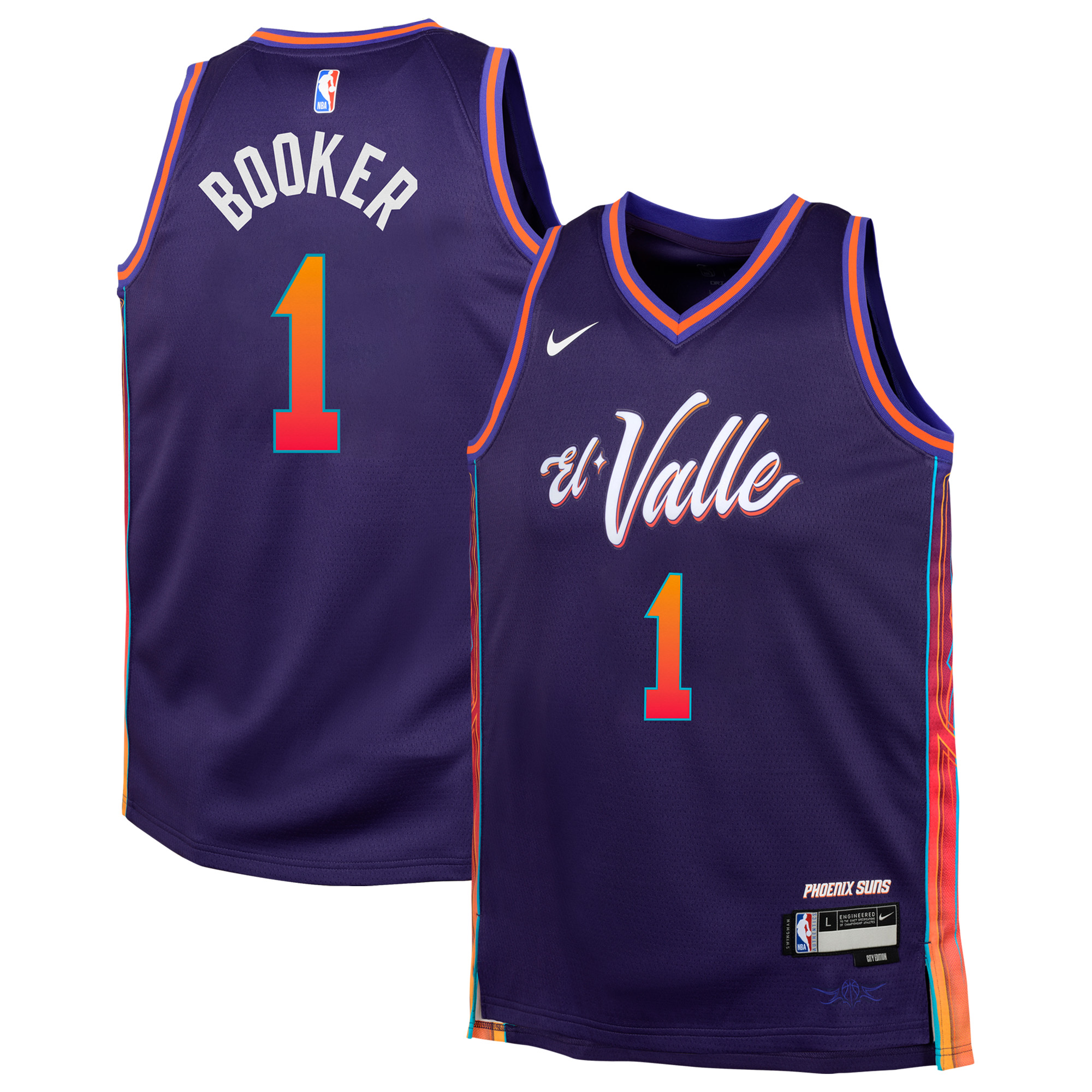 Youth Nike Devin Booker Purple Phoenix Suns Swingman Replica Jersey - City Edition - Image 2