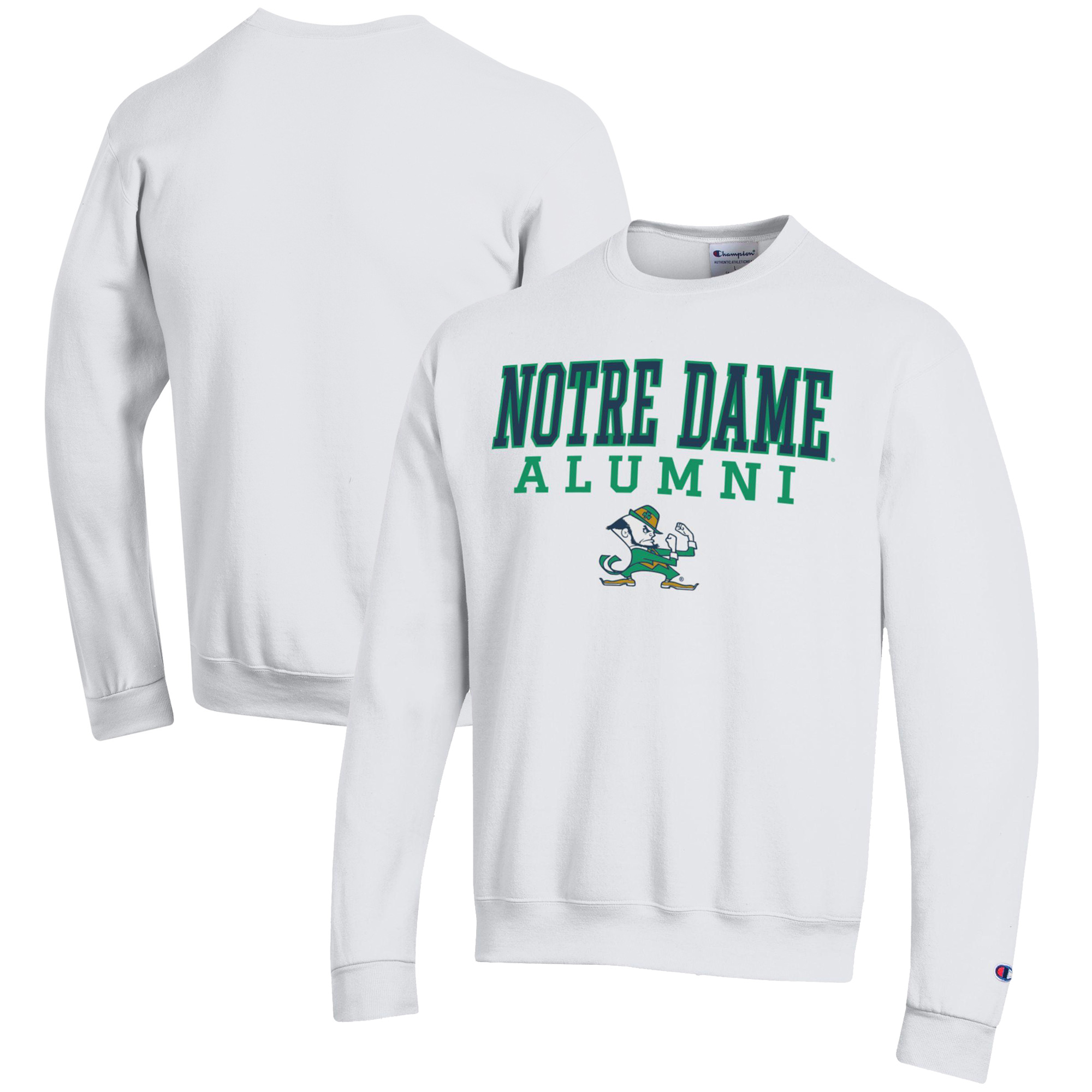 Men's Champion White Notre Dame Fighting Irish Alumni Logo Pullover Sweatshirt - Image 9