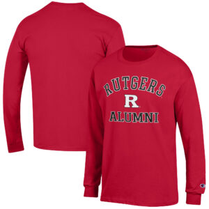Men's Champion  Scarlet Rutgers Scarlet Knights Alumni Logo Long Sleeve T-Shirt