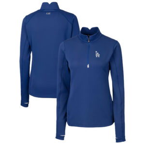 Women's Cutter & Buck  Royal Los Angeles Dodgers DryTec Traverse Stretch Quarter-Zip Pullover Top