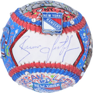 Brian Leetch New York Rangers Autographed Baseball - Hand Painted by Artist Charles Fazzino