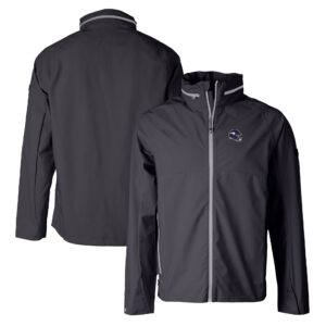 Men's Cutter & Buck  Black Minnesota Vikings Helmet Vapor Water Repellent Stretch Full-Zip Rain Jacket