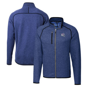 Men's Cutter & Buck  Blue Buffalo Bills Helmet Mainsail Sweater-Knit Full-Zip Jacket
